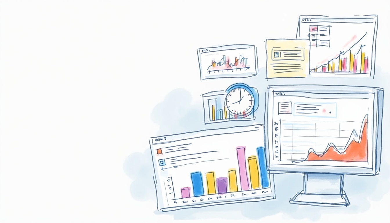 Ilustrație digitală reprezentând procesul de creare site web, cu elemente de cod, design și marketing